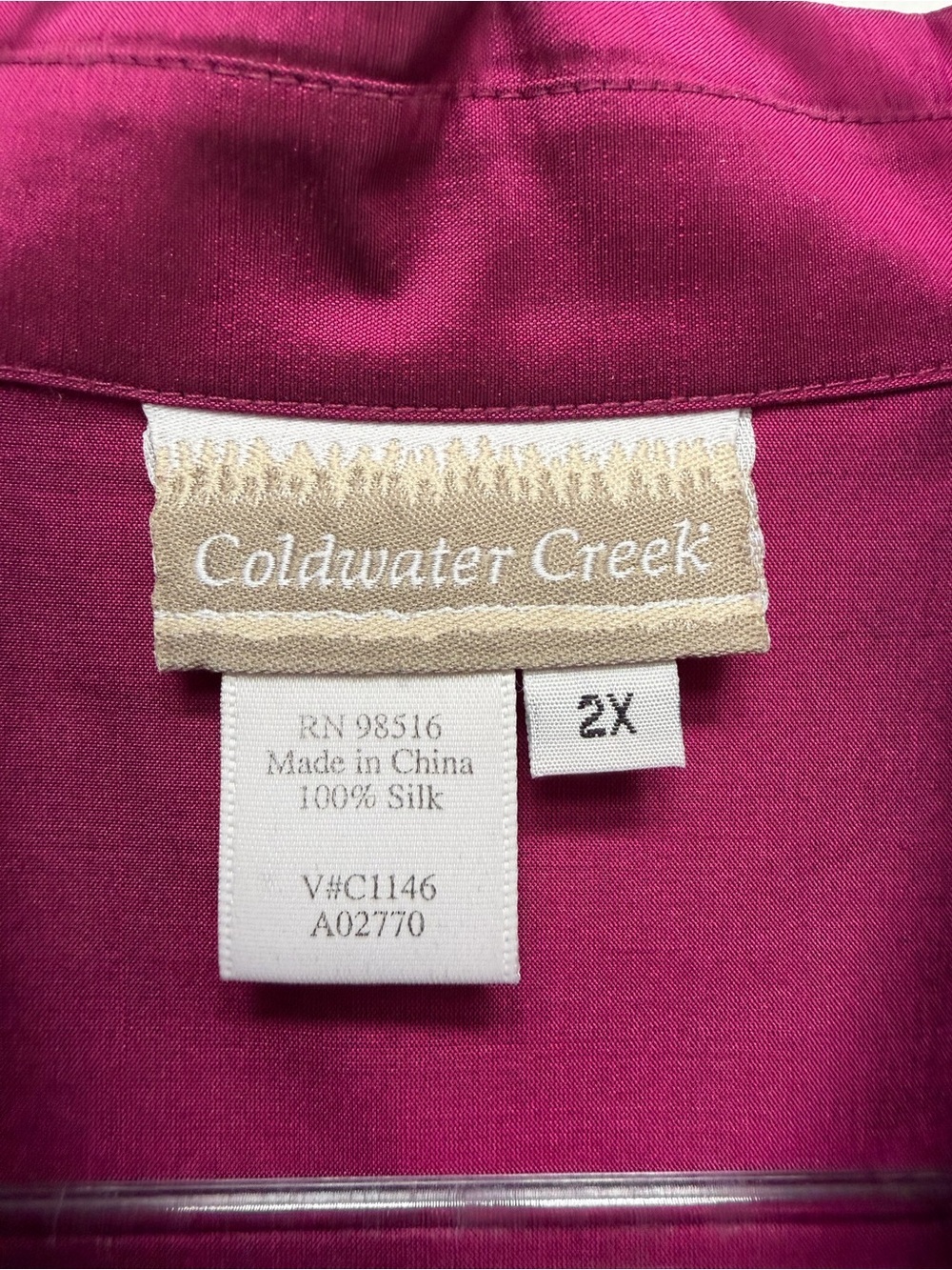 Coldwater Creek Silk Blouse in Deep Magenta 2X - Picture 2 of 8